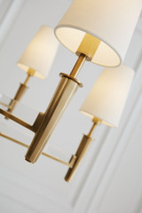 Lyra Two Tier Chandelier, 8-Light, Hand-Rubbed Antique Brass, Linen Shade, 42.5"W (TOB 5943HAB-L CPZQ8)