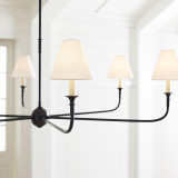 Visual Comfort & Co. Signature Collection Piaf Grande Chandelier, 6-Light, Wood, Linen Shade, 58"W (TOB 5452AI/EBO-L CPUXP) 