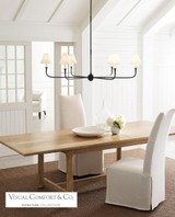 Visual Comfort & Co. Signature Collection Piaf Grande Chandelier, 6-Light, Wood, Linen Shade, 58"W (TOB 5452AI/EBO-L CPUXP) 