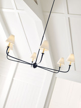 Piaf Grande Chandelier, 6-Light, Wood, Linen Shade, 58"W (TOB 5452AI/EBO-L CPUXP)