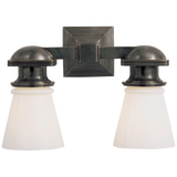 New York Subway Bath Vanity, 2-Light, Bronze, White Glass, 14"W (SL 2152BZ-WG 28TW3)