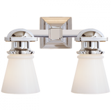 New York Subway Bath Vanity, 2-Light, Polished Nickel, White Glass, 14"W (SL 2152PN-WG 28TW6)