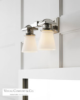 New York Subway Bath Vanity, 2-Light, Polished Nickel, White Glass, 14"W (SL 2152PN-WG 28TW6)