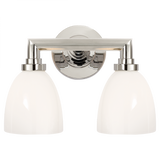 Wilton Bath Vanity, 2-Light, Hand-Rubbed Antique Brass, White Glass, 13"W (SL 2842PN-WG 28UV3)