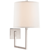 Visual Comfort & Co. Signature Collection Aspect Wall Sconce, 1-Light, Articulating, Polished Nickel, Linen Shade, 18.5"H (BBL 2029PN-L 22RF7) 