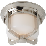 Milton Short Outdoor Flush Mount, 1-Light, Polished Nickel, White Glass, 9.5"W (TOB 4011PN-WG 2CZD7)