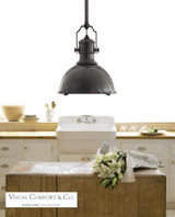 Visual Comfort & Co. Signature Collection Country Industrial Large Pendant, 1-Light, Bronze, Bronze Shade, Over All Height 59" (CHC 5136BZ-BZ 25T5V) 