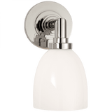Visual Comfort & Co. Signature Collection Wilton Bathroom Wall Sconce, 1-Light, Polished Nickel, White Glass, 10.25"H (SL 2841PN-WG 28UUY) 