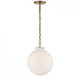 Katie Pendant, 1-Light, Globe, Hand-Rubbed Antique Brass, White Glass, 12"W (TOB 5226HAB/G4-WG 2N3EM)