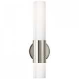 Penz Bathroom Wall Sconce, 2-Light, Cylindrical, Polished Nickel, White Glass, 15"H (ARN 2611PN-WG CHPK2)