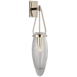 Visual Comfort & Co. Signature Collection Myla Wall Sconce, 1-Light, Bracketed, Polished Nickel, Clear Glass, 19.25"H (CHD 2420PN-CG CU2FA) 