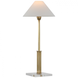 Asher Table Lamp, 1-Light, Hand-Rubbed Antique Brass & Crystal, White Linen Shade, 25.25"H (SP 3510HAB/CG-L CU3CV)