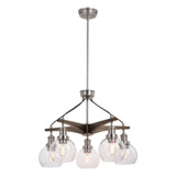 Avondale Chandelier, 5-Light, Satin Nickel, Dark Sycamore, 25.25"W (H0256 J7Q4)