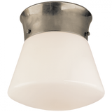 Perry Flush Mount, 1-Light, Antique Nickel, White Glass, 9.5"W (TOB 4000AN 2CYGD)