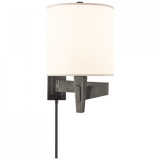 Visual Comfort & Co. Signature Collection Architect's Swing Arm Wall Sconce With Plug, 1-Light, Bronze, Silk Shade, 13"H (PT 2000BZ-S 28PX9) 