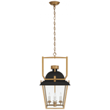 Visual Comfort & Co. Signature Collection Coventry Lantern Pendant, 4-Light, Matte Black, Antique Burnished Brass, Clear Glass, 14"W (CHC 5108BLK/AB-CG CTWJW) 