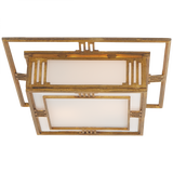 Enrique Flush Mount, 2-Light, Gilded Iron, White Glass, 16"W (TOB 4220GI 2JUWX)