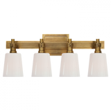 Bryant Bath Vanity, 4-Light, Hand-Rubbed Antique Brass, White Glass, 19.5"W (TOB 2153HAB-WG 2JZT3)