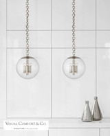 Turenne Pendant, 4-Light, Globe, Polished Nickel, Clear Glass, 14"W (ARN 5255PN-CG CHPKH)