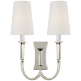 Delphia Single Arm Wall Sconce, 2-Light, Polished Nickel, Linen Shade, 17"H (TOB 2273PN-L CHYE5)