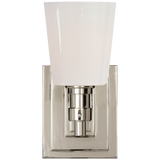 Bryant Bathroom Wall Sconce, 1-Light, Polished Nickel, White Glass, 8"H (TOB 2152PN-WG 2JVWP)