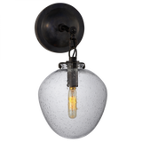 Katie Bathroom Wall Sconce, 1-Light, Acorn, Bronze, Seeded Glass, 13.5"H (TOB 2225BZ/G2-SG 2N0HM)