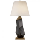 Visual Comfort & Co. Signature Collection Bayliss Table Lamp, 1-Light, Black Porcelain, Linen Round Shade, 31.75"H (KW 3046BLK-L 2UZWG) 