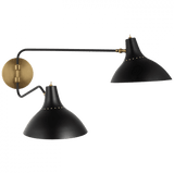 Visual Comfort & Co. Signature Collection Charlton Medium Double Wall Light, 2-Light, Black, Black Shade, 9"W (ARN 2071BLK CM016) 