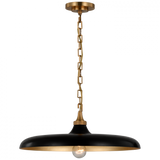 Piatto Medium Pendant, 1-Light, Hand-Rubbed Antique Brass, Aged Iron Shade, 7"H (TOB 5115HAB-AI CU2EZ)