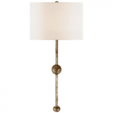 Visual Comfort & Co. Signature Collection Carey Rail Wall Sconce, 1-Light, Gilded Iron, Linen Shade, 31"H (SK 2263GI-L 2V0WA) 