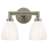 Visual Comfort & Co. Signature Collection Wilton Bath Vanity, 2-Light, Antique Nickel, White Glass, 13"W (SL 2842AN-WG 28UUZ) 