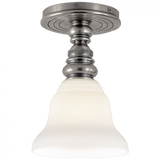 Boston Flush Mount, 1-Light, Antique Nickel, White Glass Desk Shade, 5.5"W (SL 5001AN/SLEG-WG 28XT1)