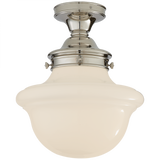 Edmond Flush Mount, 1-Light, Polished Nickel, White Glass, 14.5"W (SL 4121PN-WG 28XRW)