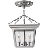 Visual Comfort & Co. Signature Collection Cornice Semi-Flush Lantern, 3-Light, Polished Nickel, Clear Glass, 9.5"W (SL 5870PN 2CQLN) 
