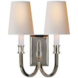 Modern Library Wall Sconce, 2-Light, Polished Nickel, Natural Paper Shade, 14.5"H (TOB 2328PN-NP 2CWF7)