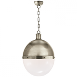 Hicks Pendant, 2-Light, Antique Nickel, White Glass, 16"W (TOB 5064AN-WG 2D0E6)