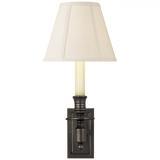 French Single Library Wall Sconce, 1-Light, Bronze, Linen Shade, 12"H (S 2210BZ-L 2G029)