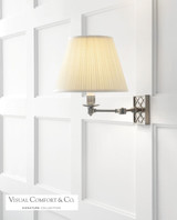 Visual Comfort & Co. Signature Collection Gene Swing Arm Wall Sconce With Plug, 1-Light, Polished Nickel, Silk Shade, 15"H (AH 2012PN-S 2K2NV) 