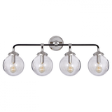 Bistro Bath Vanity, 4-Light, Polished Nickel, Black, Clear Glass, 30"W (S 2025PN/BLK-CG 2R33H)