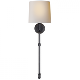 Michel Tail Wall Sconce, 2-Light, Aged Iron, Natural Paper Shade, 30.25"H (TOB 2116AI-NP 2V4RG)