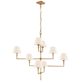 Visual Comfort & Co. Signature Collection Jane Large Offset Chandelier, 8-Light, Hand-Rubbed Antique Brass, Linen Shade, 47.75"W (AH 5310HAB-L CTYH4) 