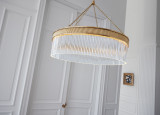Menil Large Chandelier, 1-Light, LED, Soft Brass, Crystal Rods Shade, 34.25"W (S 5172SB-CG CU2DM)