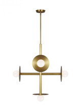 Visual Comfort & Co. Studio Collection Nodes Chandelier, 5-Light, Burnished Brass, Milk White Shade, 27.25"W (KC1035BBS 706U3L2) 