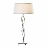 Facet Table Lamp, 1-Light, Sterling, Natural Anna Shade, 33.7"H (272850-SKT-85-SF1815 5DKTV8)
