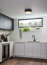 Hinkley Cedric Medium Flush Mount, 2-Light, Black, 12"W (30073BK 9Q9GV) 