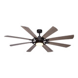 Vaxcel International Burlington Ceiling Fan, 8-Blade, 1-Light, LED, New Bronze, Driftwood/Walnut Blades, 68"W (F0092 J7R0) 