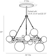 Arteriors Home Troon Chandelier, 12-Light, Antique Brass, Opal Swirl Glass, 36"W (89447 3MPKV) 