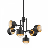 North Chandelier, 6-Light, Soft Black, Gold Leaf, 25.5"W (F8726-Sbk/Gl U8Xt)