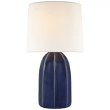 Visual Comfort & Co. Signature Collection Melanie Large Table Lamp, 1-Light, Frosted Medium Blue, Linen Shade, 28"H (BBL 3620FMB-L CX045) 