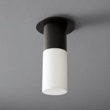 Oxygen Pilar Semi-Flush Mount, 1-Light, LED, Black, White Shade, 5.875"W (3-309-215 3ZMEF) 
